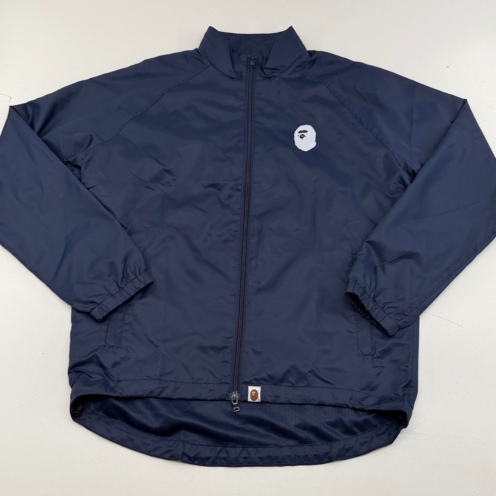 A Bathing Ape BAPE Navy Blue Windbreaker Ape Head Logo 001GDF701053X Mens M
